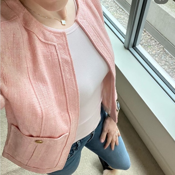 đź’”SOLD!!đź’” Vintage CHANEL 1980s Little Pink Jacket đź’ť Tweed 100% Authentic - Picture 15 of 17